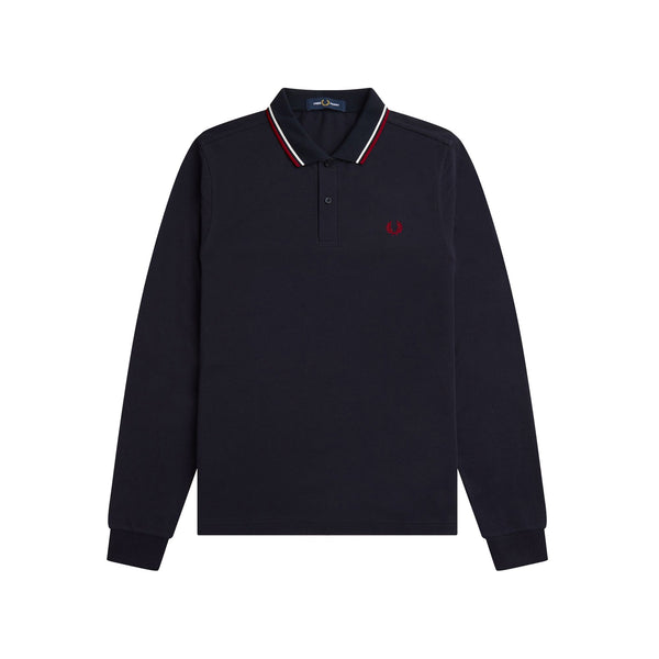 Fred Perry Polo Polo Uomo lunga Twin Tipped Blu bianco rosso - Francavilla Moda
